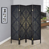 Black 4-panel Folding Screen B062P145532