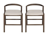 Balmain Indoor Rubberwood Barstool, Dark Brown Finished and Beige Upholstery, Set of 2 N775P318294D