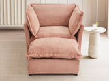 Modern Armchair Sofa 47" Cozy Upholstered Sofa Chair with Movable Ottoman, Wide Seat, Curved N719P292695P