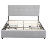 Upholstered Queen Platform Storage Bed Frame with 4 Drawers, Adjustable Headboard with Button Tufted 45724648