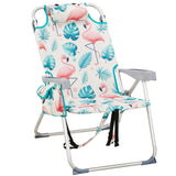 63*70*99cm Heightened Oxford Cloth Silver White Aluminum Tube Bearing 100kg Beach Chair Flamingo 01440155
