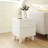 White Modern Nightstand Side Table with Drawers 17641340