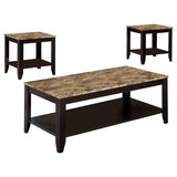 Cappuccino 3-Piece Faux Marble Top Occasional Set B062P153834