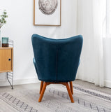Leiria Contemporary Silky Velvet Tufted Accent Chair with Ottoman, Blue T2574P164272