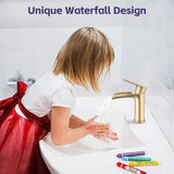 Waterfall Bathroom Faucet Single Handle Bathroom Sink Faucets 1 or 3 Hole Solid Vanity Faucet with W1224P227673