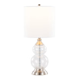 Belle 20" Contemporary Glass Accent Lamp in Clear Wrinkle Glass, Brushed Nickel and White Linen B202P224027