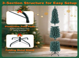 6 FT Slim Pencil Artificial Christmas Tree, Frosted Gray-Green & Silver Needles, Flame Retardant 09322143