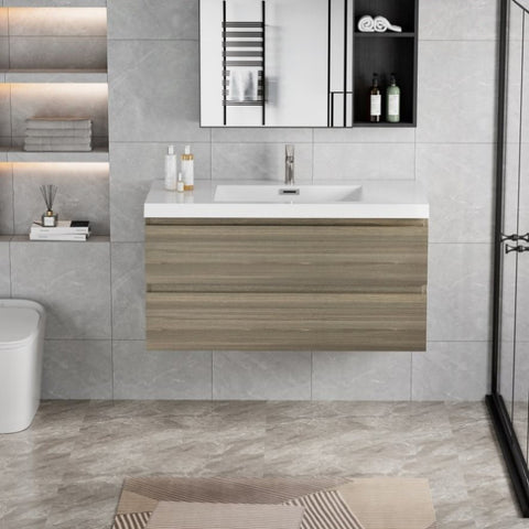 ZUN 42" Floating Bathroom Vanity with Sink, Modern Wall-Mounted Bathroom Storage Vanity Cabinet with W1573P152701