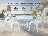 3 PCS Outdoor Set, All-Weather Cast Aluminum Rose Table and Chairs Set of 2, Patio 58855132
