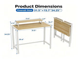 31.5" Computer Desk with Desktop Shelf and Lighting Foldable P2 Particleboard Iron Pipe with 78151630