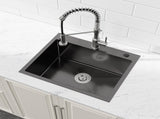 Stainless Steel Kitchen Sink, 23x19 Single Bowl, Overmount Handmade Sink in Black, with US 01299330