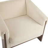 ZUN 34" Mid-Century Modern Accent Chair with White Fabric, Deep Cushions, and Wide Armrests – Ideal for N767P210787E