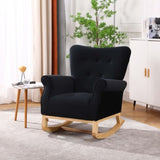 Mid Century Fabric Rocker Chair with Wood Legs and velvet for Livingroom Bedroom W136158988