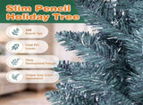 6 FT Slim Pencil Artificial Christmas Tree, Frosted Gray-Green & Silver Needles, Flame Retardant 09322143