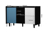 Sideboard Buffet Cabinet, Black Storage Cabinet with Red Doors , 2 Drawers with unique panel styling W409P176583