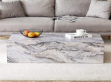 39.37 * 21.65 inch gray marble patterned MDF rectangular coffee table, stable, waterproof and easy W1151P476956