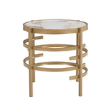 Modern Side Table, Pandora Sintered Stone End Table, Golden Small Coffee Table, 20.67''W 20.67''D W1071P144269