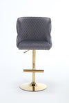 ZUN Hengming Velvet bar chair stool one-piece set, adjustable height, diamond lattice against the back W212115085