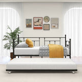 Twin Size Daybed Metal Frame with Trundle Set, Twin Day Bed Sofa, Daybed and Roll Sofa Bed for Guest W840104493