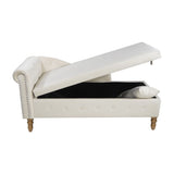 Beige Chaise Lounge Indoor,Velvet Lounge Chair for Bedroom with Storage & Pillow,Modern Upholstered W1170100896