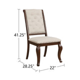 Set of 2 Cream Fabric Upholstered Dining Chairs, Barley Java B016P225455