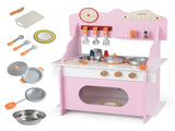 Pink Wooden Toddler Play Kitchen with Sink & Accessories, Safe Gift for Kids 3 00113003