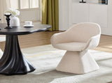 180&deg Swivel Dining Accent Chair, Barrel Upholstered Armchair with Solid Wood Base, Modern Beige W2664P462025