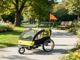 Yellow 2-Seat 360 Swivel Bicycle Cargo Trailer, Kids Bike Trailer with Water-Resistant Windows 58530232