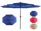 10 FT 3-Layer Solar Patio Umbrella, 32 LED Lights Market Umbrella with Adjustable Tilt, 8-Rib 79057814
