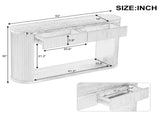 TREXM Oval Fluted Console Table with 2 Drawers and Bottom Shelf, Wood Entryway Table with Smooth N715P458125B