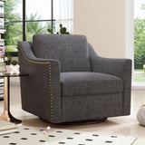 360 Degree Swivel Armchair Cotton linen skin-friendly fabric Ergonomic design Brass nail decorative W2113P168569