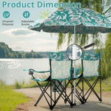 Portable Outdoor 2-Seat Folding Chair with Removable Sun Umbrella Pineapple 98412060