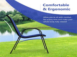 Navy 2 Pack Stackable Patio Dining Chairs, Ergonomic Steel Frame Breathable Fabric Outdoor Chairs 74390059