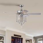 ZUN 52'' Classical Crystal Ceiling Fan Lamp 3 Speed Hand Pull Chain , 5 Reversible W1592P182008