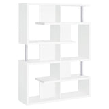 White and Chrome 5-Tier Geometric Bookcase B062P153839