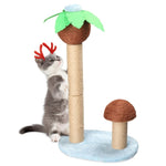 ZUN 27.5in Coconut Palm Tree Cat Scratching Post, Cute Cat Scratcher with Natural Sisal Posts & Dangling 19365590