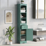 ZUN Tall Bathroom Cabinet, Freestanding Storage Cabinet with Drawer, MDF Board, Adjustable Shelf, Green 97014732