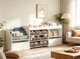 8 Fabric Bins Toy Storage Organizer, Bookshelf with 2 Rolling Drawers & Open Shelves for 93087249