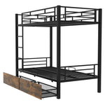 ZUN Metal Bunk Bed With drawers, Twin, Black MF311015AAB