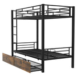 ZUN Metal Bunk Bed With drawers, Twin, Black MF311015AAB