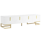 ON-TREND Modern TV Stand Metal Legs and Gold Handles for TVs Up to 80'', Media Console Table WF325614AAK