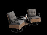 Outdoor Swivel Rocker Chairs Set 3 Piece with 1 Table and 2 Rocking & Swivel Chairs Support 350lbs W640P256770