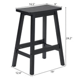 2pcs Pine Wood Saddle Seat Bar Stool Black 02885739