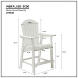 HIPS Bar Chair with Armrest,Patio Bar Chair Set of 2, White W1209107719