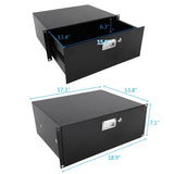 19" 4U Steel Plate DJ Drawer Equipment Cabinet with Keys Black 95397522