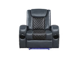 Blue and Black Power Recliner with Bluetooth B062P215428