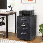 ZUN FCH Black Wood Grain Density Board Three Drawers Wooden Filing Cabinet 80897814