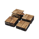 30 PCS Interlocking Deck Tiles Checker Pattern, 12" x 12" Square Yellow Acacia Hardwood Outdoor 48448953