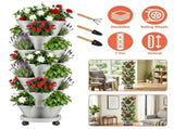 7Tier Vertical Stackable Planter with Rolling Casters, SpaceSaving Stacking Tower with Drainage 80559699