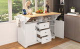 K&K 55.7'' Large Kitchen Island with 2 Drop Leaf,, Rolling Kitchen Cart on 5 Wheels with Power N707P186617W